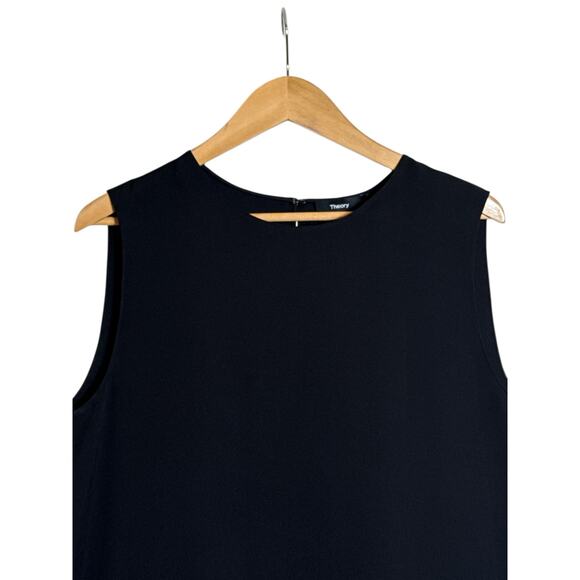 Theory Women’s Sleeveless Straight Shell Blouse Black Stretch Silk, NWT Size XL - Picture 6 of 10